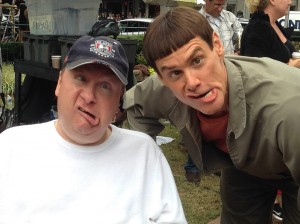Composer & Visual FX Supervisor Robby Heisner clowning around with Jim Carrey.