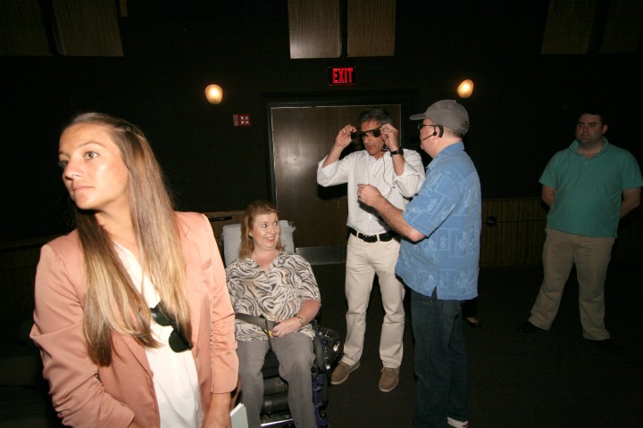 Trying on the Sony Glasses
